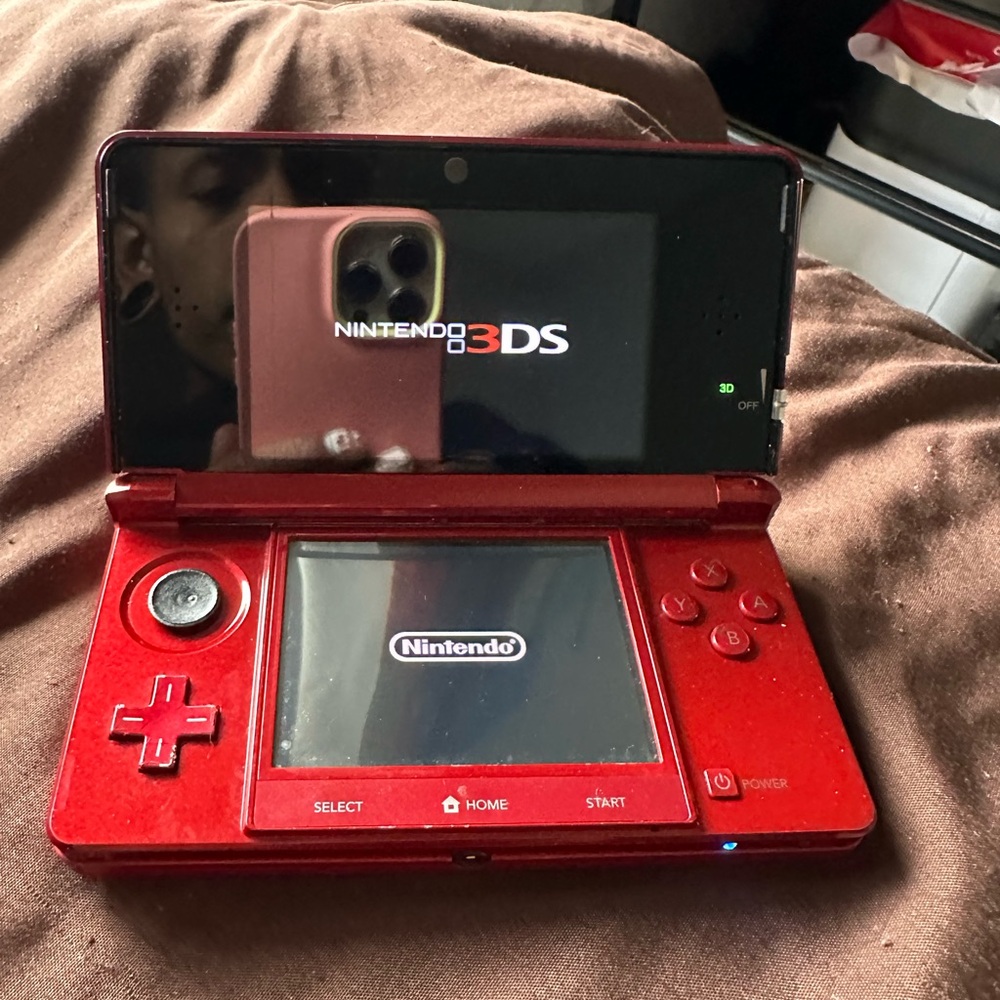 Nintendo Red Handheld Console Dual-Screen Design